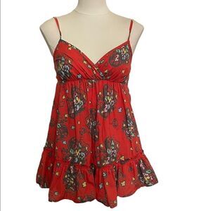 TOPSHOP Flowy Floral Tank Top Orange / Red Size 8